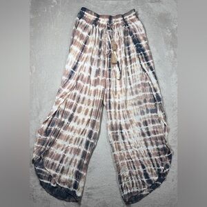 Tiare Hawaii Shoreline Tie Dye Split Leg Mauve Brown Blue Coverup Swim Pants O/S